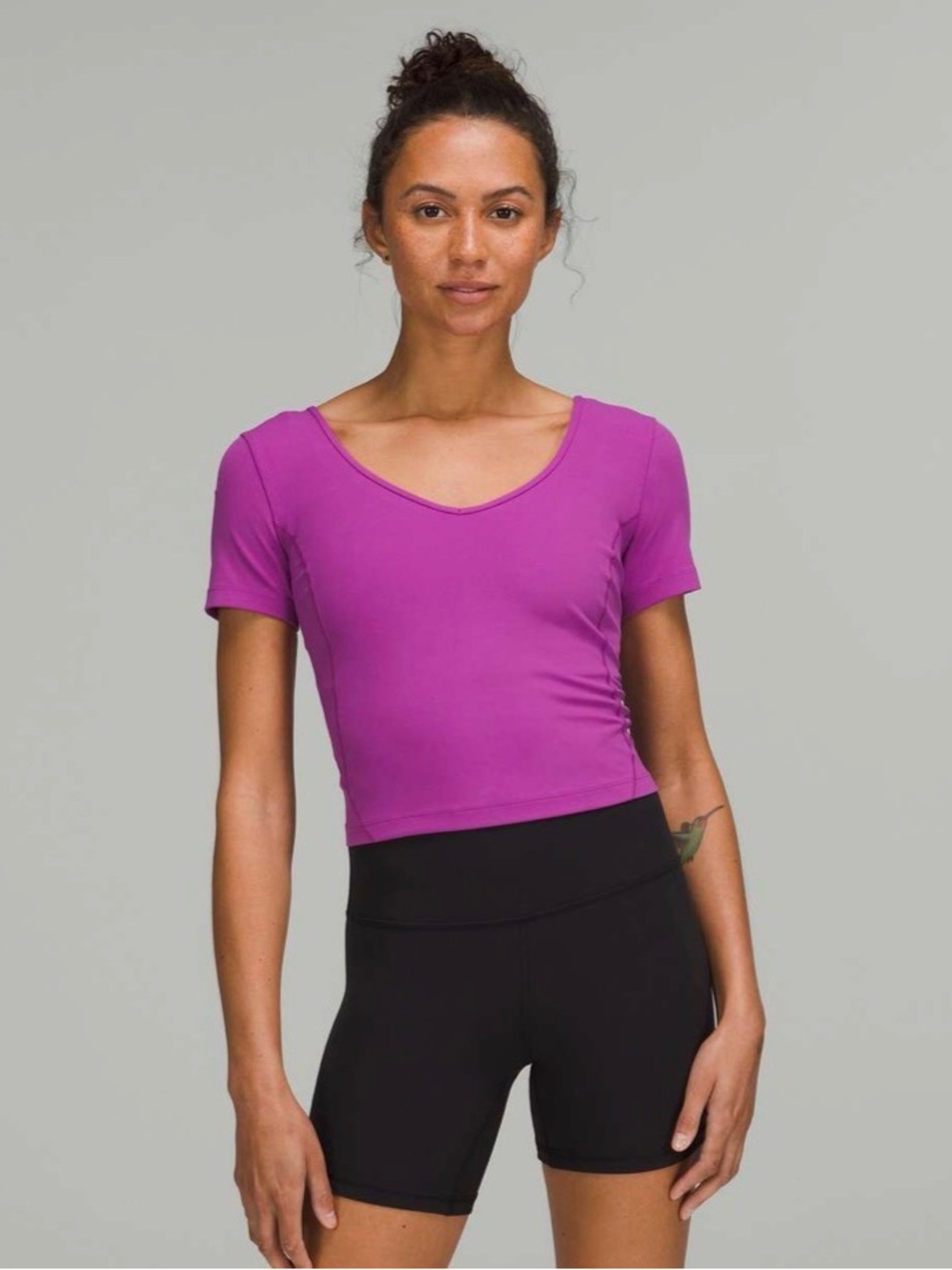 358 Lululemon Align T-Shirt Vivid Plum Cropped Short Sleeve Yoga Top Size 6